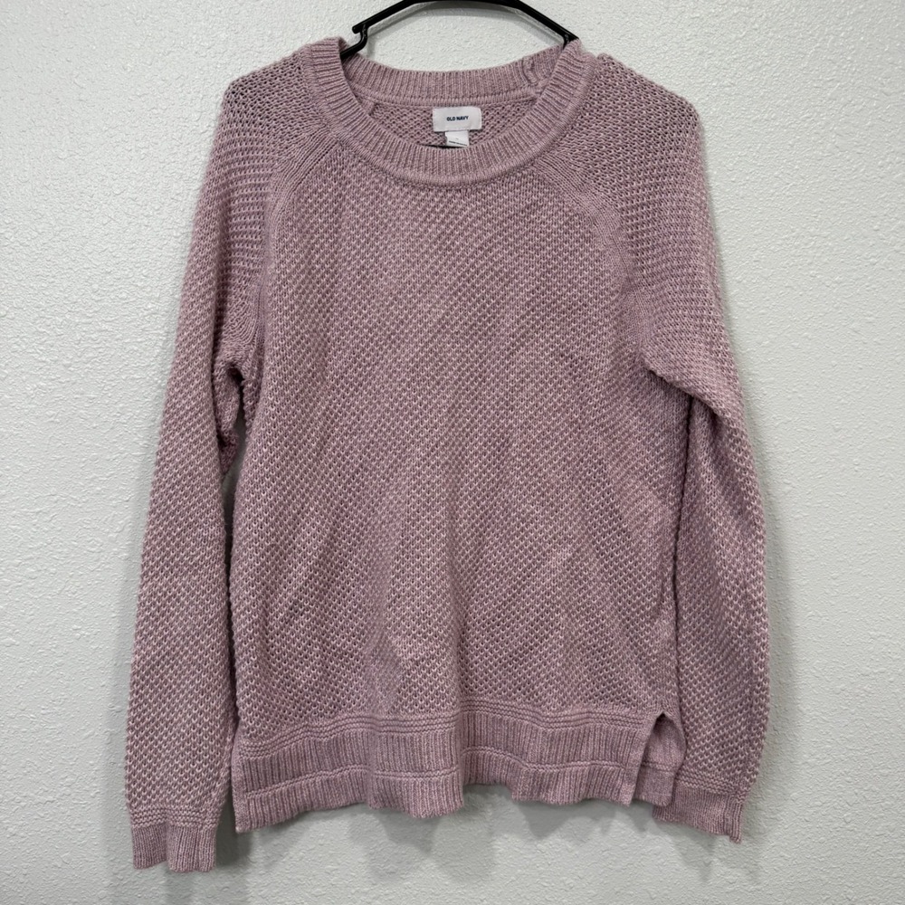 Old Navy Womens Mauve Pink Textured Knit Raglan Crewneck Sweater Size M